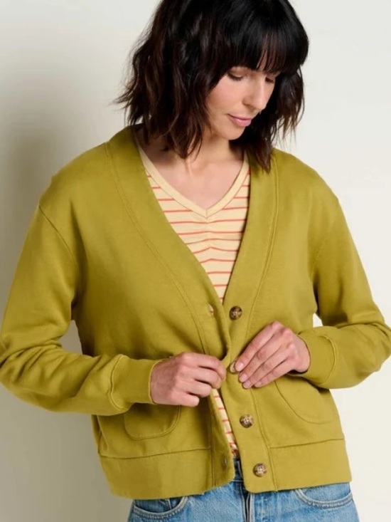 Toad&Co Sweaters - Toad & Co Hemp Daybreaker Cardi Small Moss Green Granola Cozy